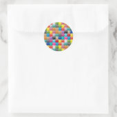 Sticker Rond Motif de puzzle coloré (Sac)