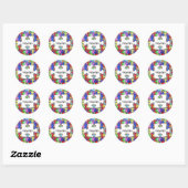 Sticker Rond Motif de puzzle coloré personnalisé (Feuille)