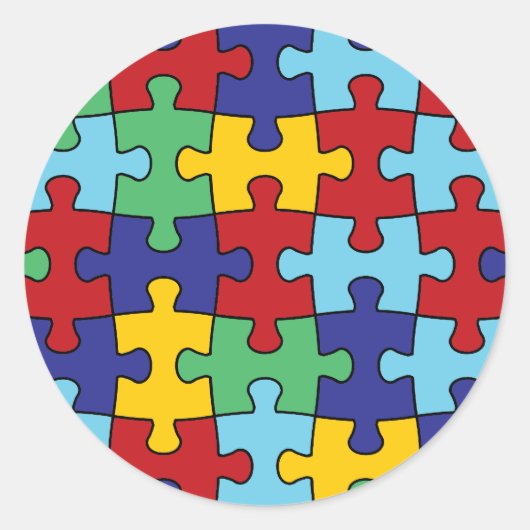 Sticker Rond Motif de puzzle sensibilisation sur l'autisme (Devant)