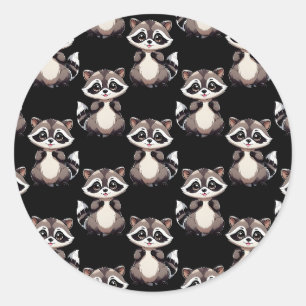 Sticker Rond Motif de Raton Laveur Noir