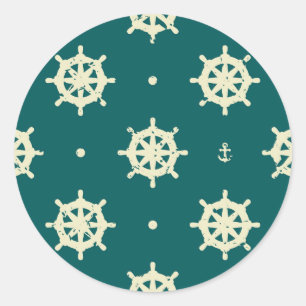 Sticker Rond Motif de roue de navire vintage