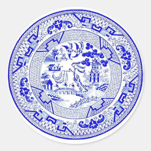 Sticker Rond Motif de saule bleu [1912] (Devant)