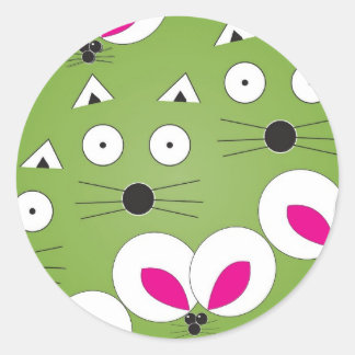 Sticker Rond Motif de souris Cat Vert