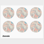 Sticker Rond Motif de style japonais. Illustration (Feuille)
