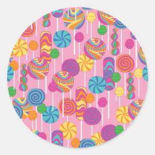 Sticker Rond Motif de sucrerie de lucettes