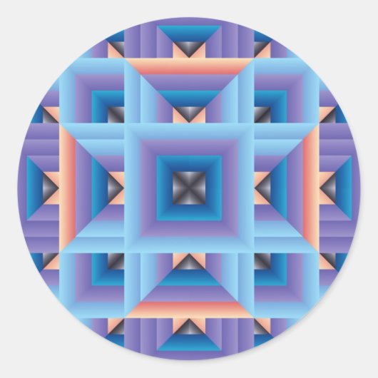 Sticker Rond Motif de surface composée 3 en bleu et violet (Devant)