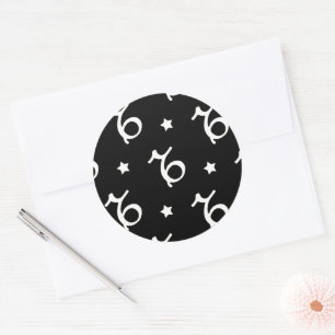 Sticker Rond Motif de symbole et d'étoiles du zodiaque Capricor