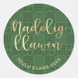 Sticker Rond Motif de tapisserie galloise, conception de couver