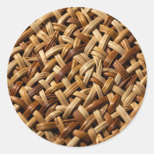 Sticker Rond Motif de texture de tressage en osier de rotin nat