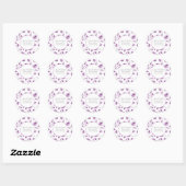 Sticker Rond Motif de tiges de fleurs d'aquarelle violet (Feuille)