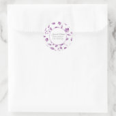 Sticker Rond Motif de tiges de fleurs d'aquarelle violet (Sac)