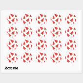 Sticker Rond Motif de tranche de pastèque sucrée (Feuille)