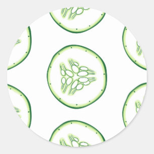 Sticker Rond Motif de tranches de concombre