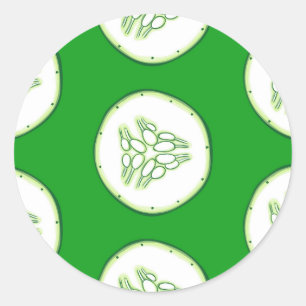 Sticker Rond Motif de tranches de concombre