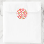 Sticker Rond Motif de tranches de fraise d'aquarelle (Sac)