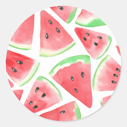 Sticker Rond Motif de tranches de pastèque (Devant)