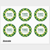 Sticker Rond Motif de trèfle vert mignon Anniversaire Merci (Feuille)
