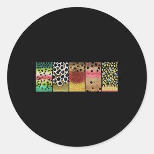 Sticker Rond Motif de truite arc-en-ciel brun doré cutthroat B