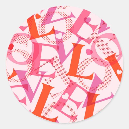 Sticker Rond Motif de typographie AMOUR pour la Saint-Valentin  (Devant)