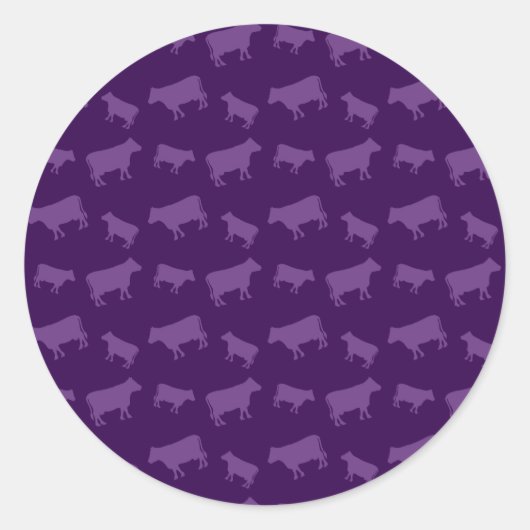Sticker Rond Motif de vache violette (Devant)