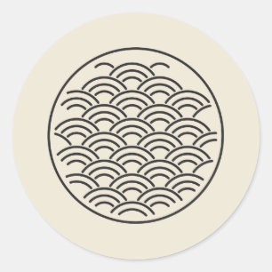 Sticker Rond Motif de vague Seigaiha Cercle d'art minimal