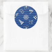 Sticker Rond Motif de Vagues Nautiques (Sac)