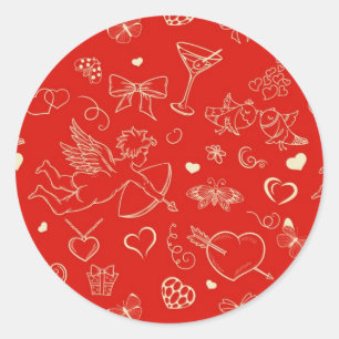 Sticker Rond Motif de Valentine