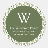 Sticker Rond Motif de verdure de Noël Adresse (Devant)