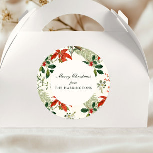 Sticker Rond Motif de verdure de Noël vintage