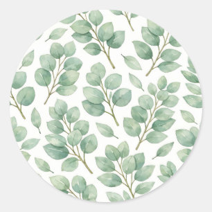 Sticker Rond Motif de verdure d'eucalyptus à l'aquarelle
