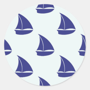 Sticker Rond Motif de voilier de bleu royal