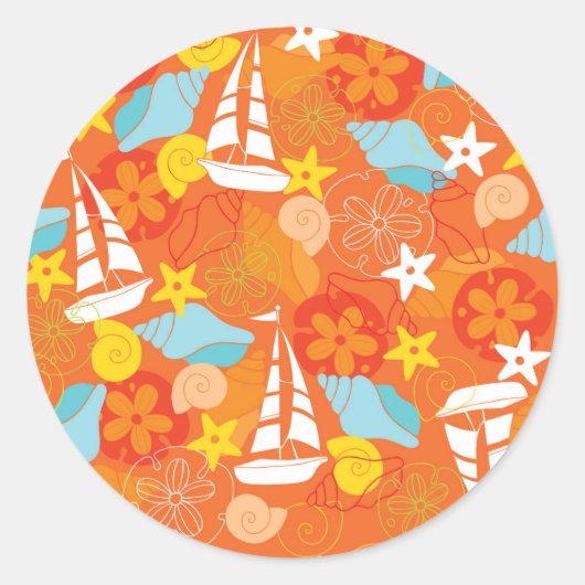Sticker Rond Motif de voilier tropical (Devant)