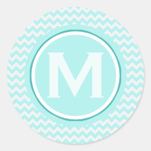 Sticker Rond Motif de Zigzag clair monogramme (Devant)