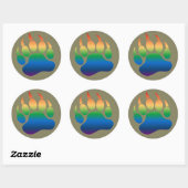 Sticker Rond Motif dégradé cool Gay Bears Fierté Patte d'ours (Feuille)