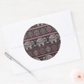 Sticker Rond Motif d'éléphant ethnique noir (Enveloppe)