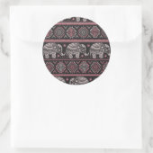 Sticker Rond Motif d'éléphant ethnique noir (Sac)