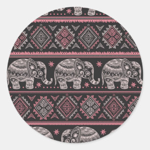 Sticker Rond Motif d'éléphant noir