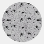 Sticker Rond Motif déplaisant Black Spider sur Grey (Devant)