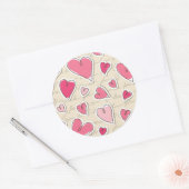 Sticker Rond Motif des Coeurs (Enveloppe)