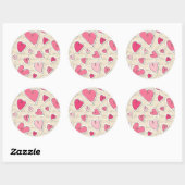 Sticker Rond Motif des Coeurs (Feuille)