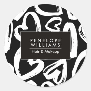 Sticker Rond Motif des coeurs de brosse
