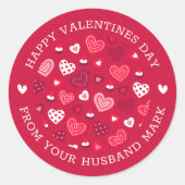 Sticker Rond Motif des coeurs de la Saint-Valentin rouge (Devant)