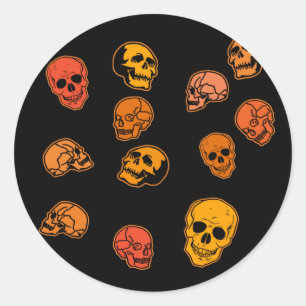 Sticker Rond Motif des crânes sur le noir