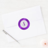 Sticker Rond Motif des échelles de sirène violet initiales pers (Enveloppe)