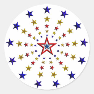 Sticker Rond Motif des étoiles patriotiques