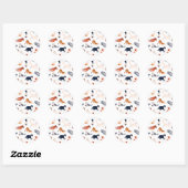 Sticker Rond Motif des races de chats (Feuille)