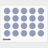 Sticker Rond Motif des rayures diagonales bleu et blanc de la m (Feuille)