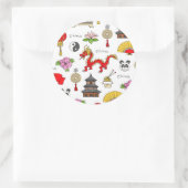 Sticker Rond Motif des symboles chinois (Sac)