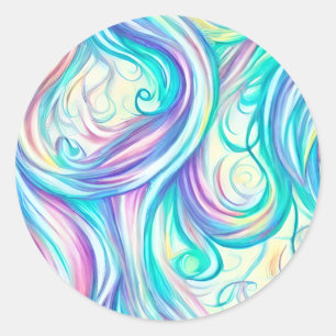 Sticker Rond Motif des torrents et des torrents bleus
