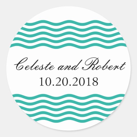 Sticker Rond Motif des vagues nautiques modernes (Devant)